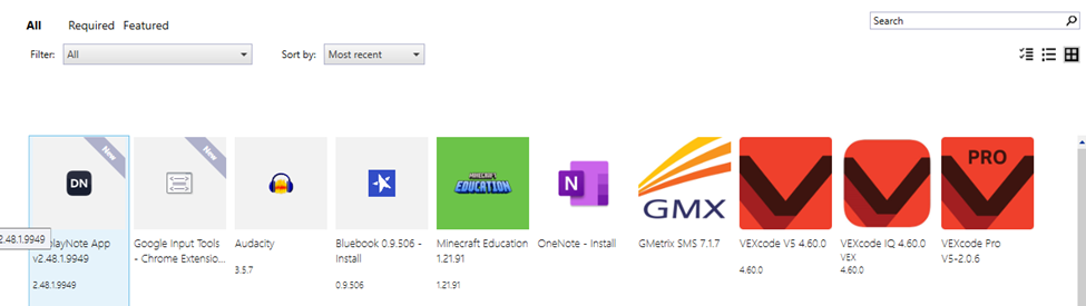 Sofware center open with many apps including Displaynote